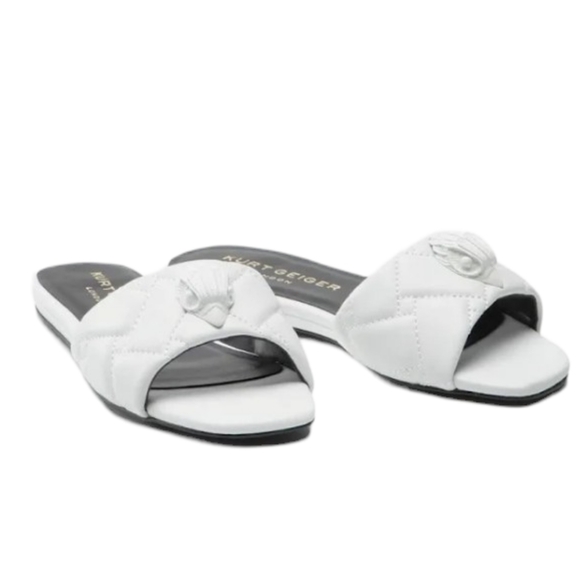 Kurt Geiger Kensington Flat Slide Sandal White - Picture 2 of 12
